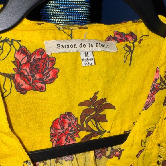 Anthropologie SAISON DE LA FLEUR- Womens Floral Buttondown Blouse Size Medi - Picture 5 of 15